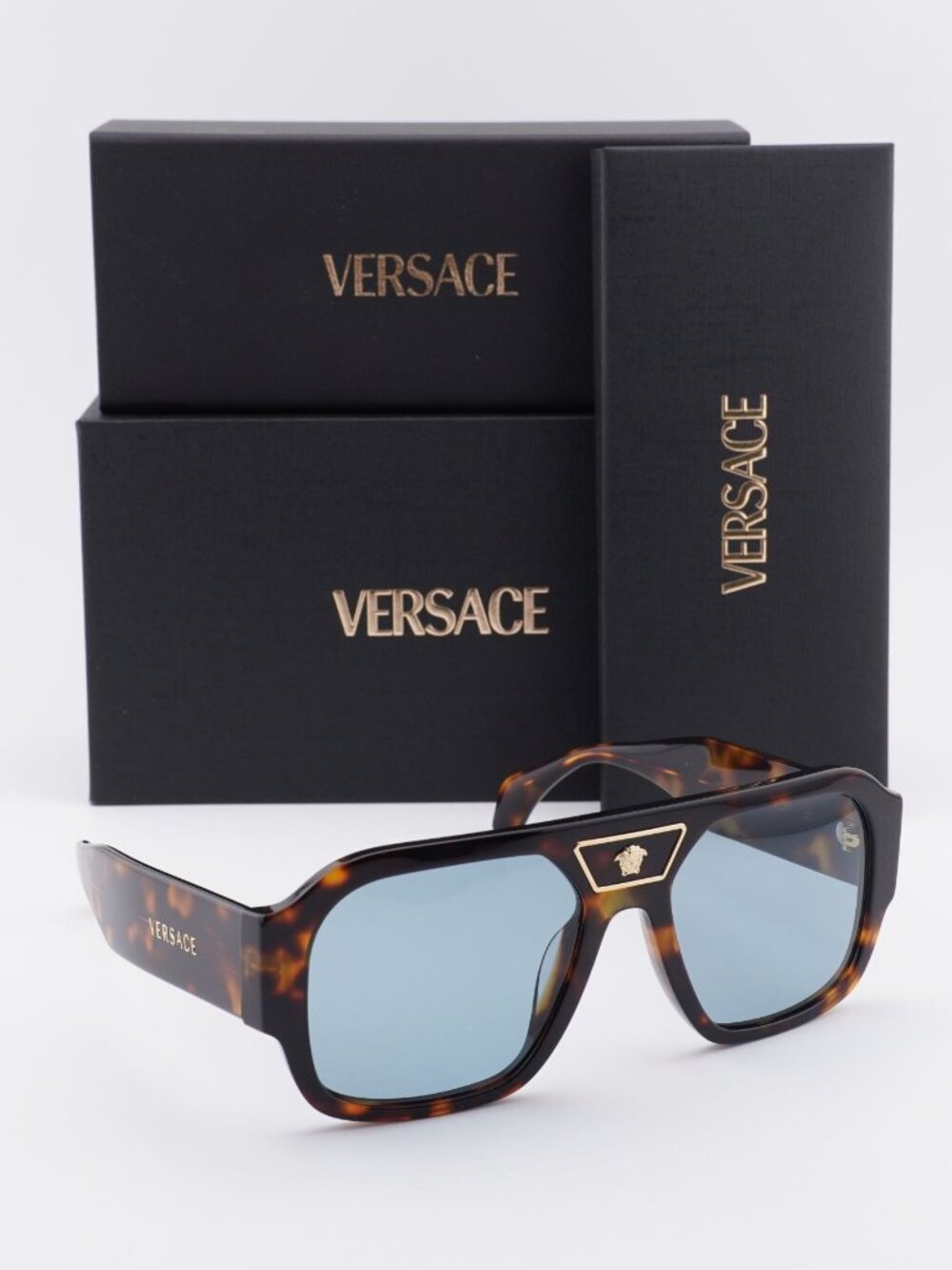 Versace VE4508U 553780 Aviator Sunglasses – Havana / Blue